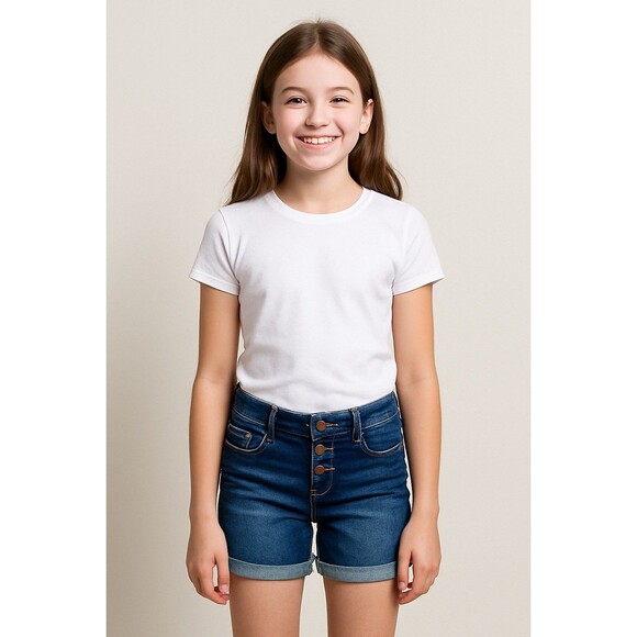 Hippie Girl NWT Girls Regular Rise Midi Length Denim Shorts Dark Wash size 18 - Picture 2 of 5